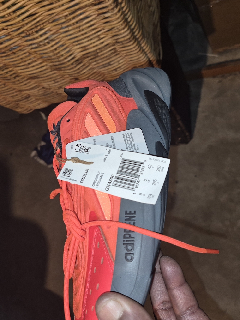 adidas Orange and Gray Ozella Youth Sneakers